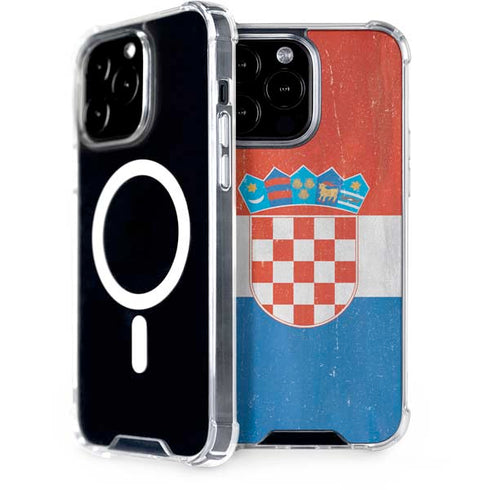 Croatia Flag Distressed iPhone 14 Pro Max MagSafe Case